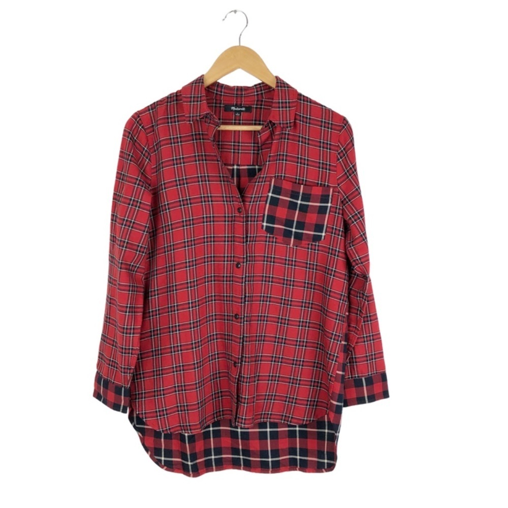 Madewell Red Plaid Button Down Shirt Long Sleeve Women's Size‎ Small